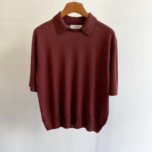 Le 17 Septembre Homme / 917 Wool Blend Round Neck Collar Knit Top Burgundy