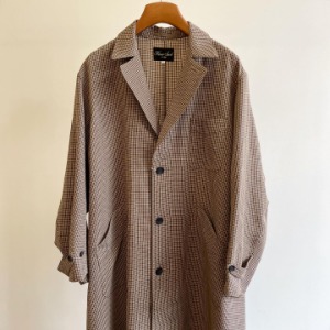 Haversack Strong Twisted Wool Check Robe Coat Brown