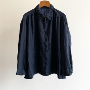 Porter Classic Farmer’s Linen Gathered Zip Up Jacket Indigo