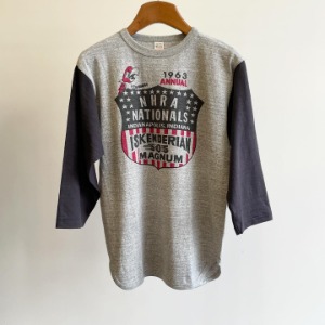 Warehouse 3/4 Sleeved Baseball T “NHRA” Grey / Black